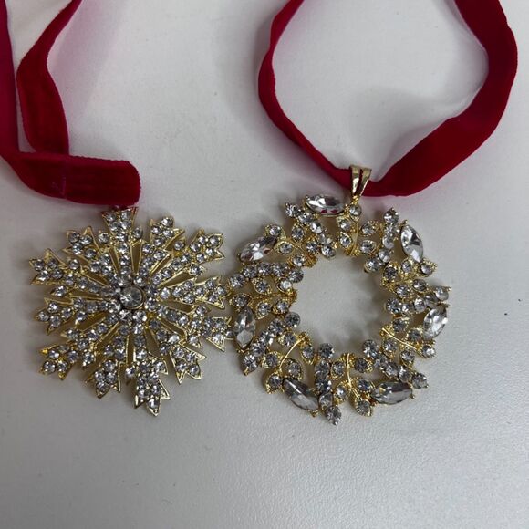 Gold Toned Christmas Ornament LOT of 7 Angels White House Sleigh Horse Wreaths - Picture 4 of 9